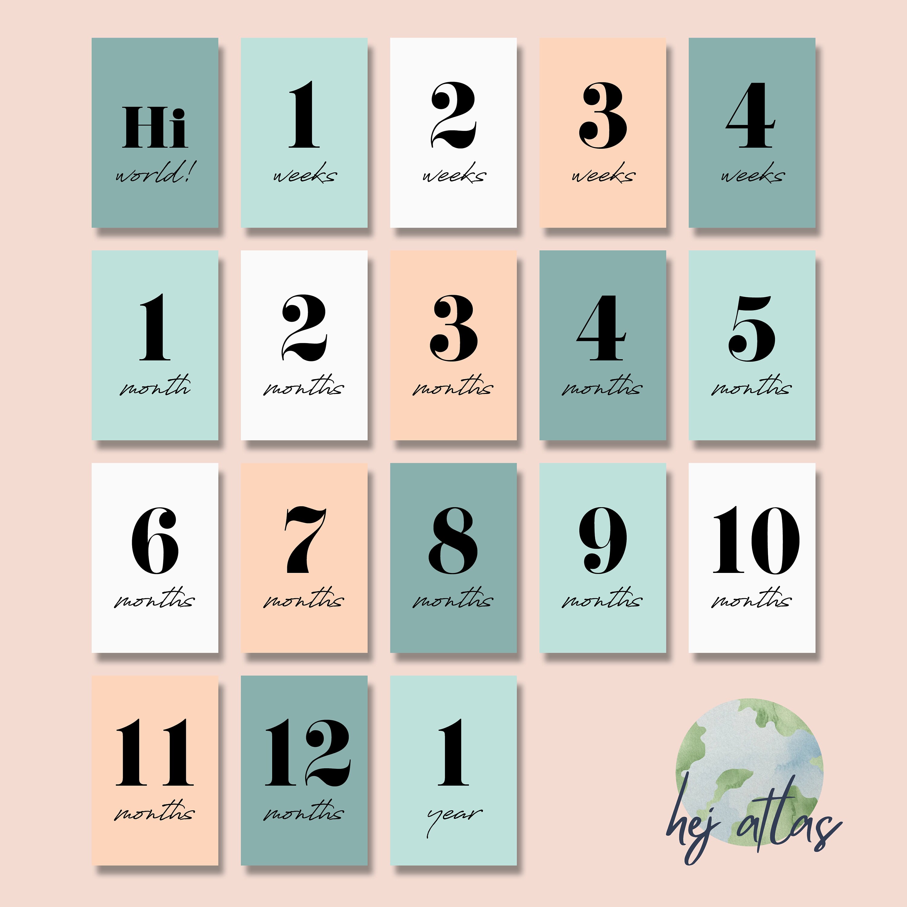 Minimalist Baby Milestone Cards - Printable A6 (digital Download) - Etsy