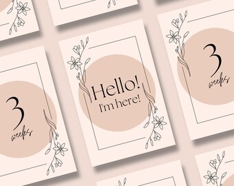 Baby Milestone Cards - Monochrome - Printable Cards A6 - Baby Month ...