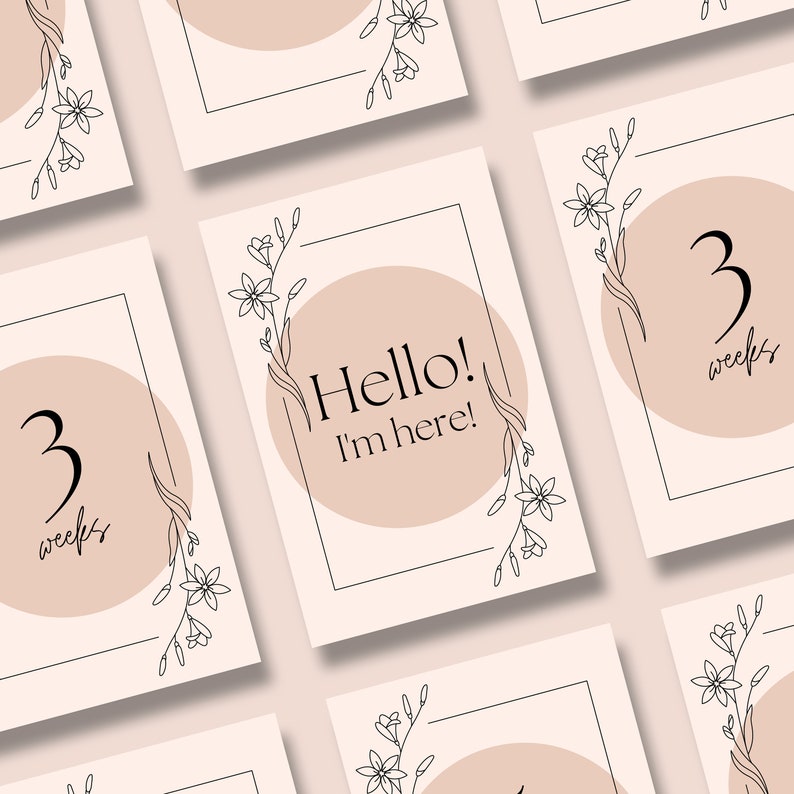 Baby Milestone Cards - Neutral Design - Printable Cards A6 - Baby Month ...