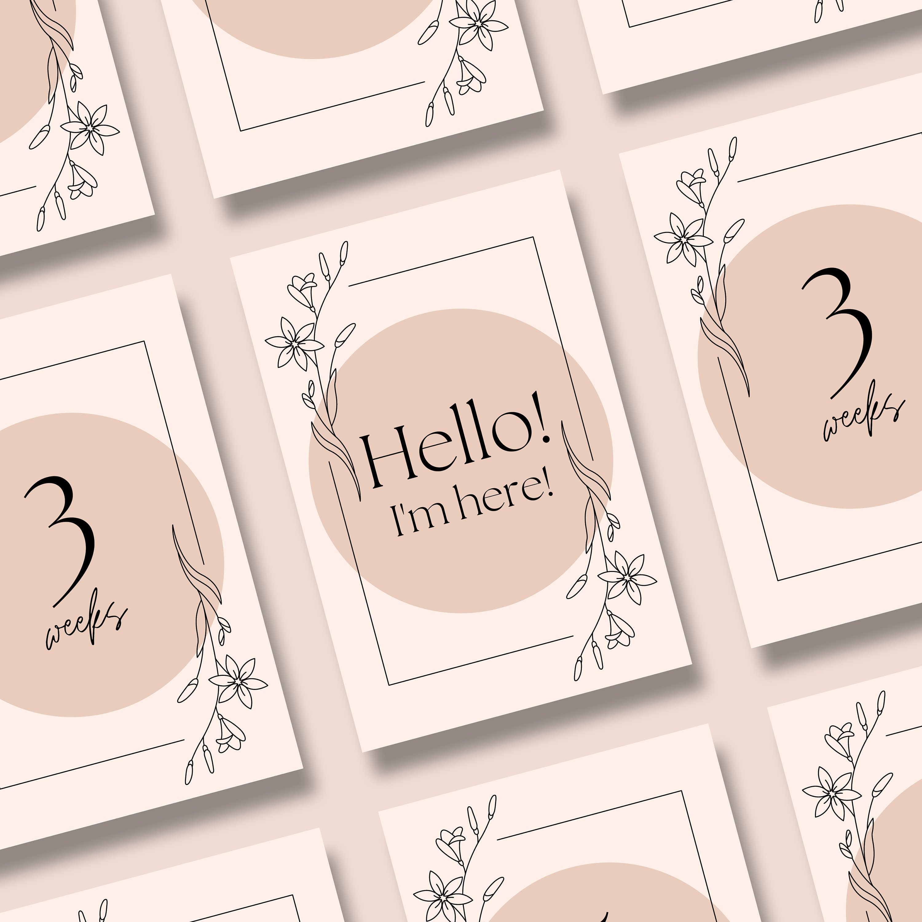 Neutral Baby Milestone Cards – Printable Floral Design (digital ...
