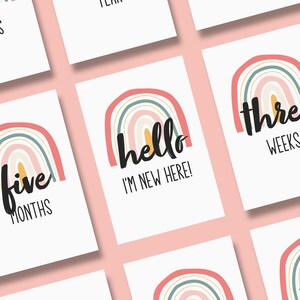 Baby Milestone Cards - Rainbow - Cartes imprimables A6 - Cartes du mois de bébé - Anglais - TÉLÉCHARGEMENT NUMÉRIQUE