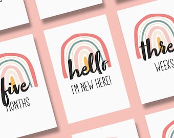 Rainbow Baby Milestone Cards – Printable Photo Props (Digital Download)