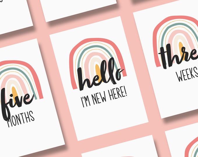 Neutral Rainbow Milestone Cards . Baby Milestone Cards . Baby Month ...