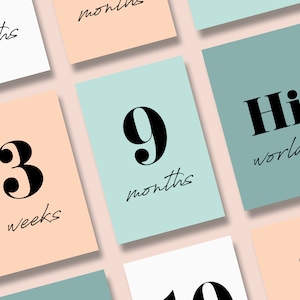 Baby Meilenstein Karten - Minimalistisch - Druckbare Karten A6 - Baby Monatskarten - Englisch - DIGITAL DOWNLOAD