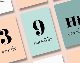 Baby Milestone Cards - Monochrome - Printable Cards A6 - Baby Month ...