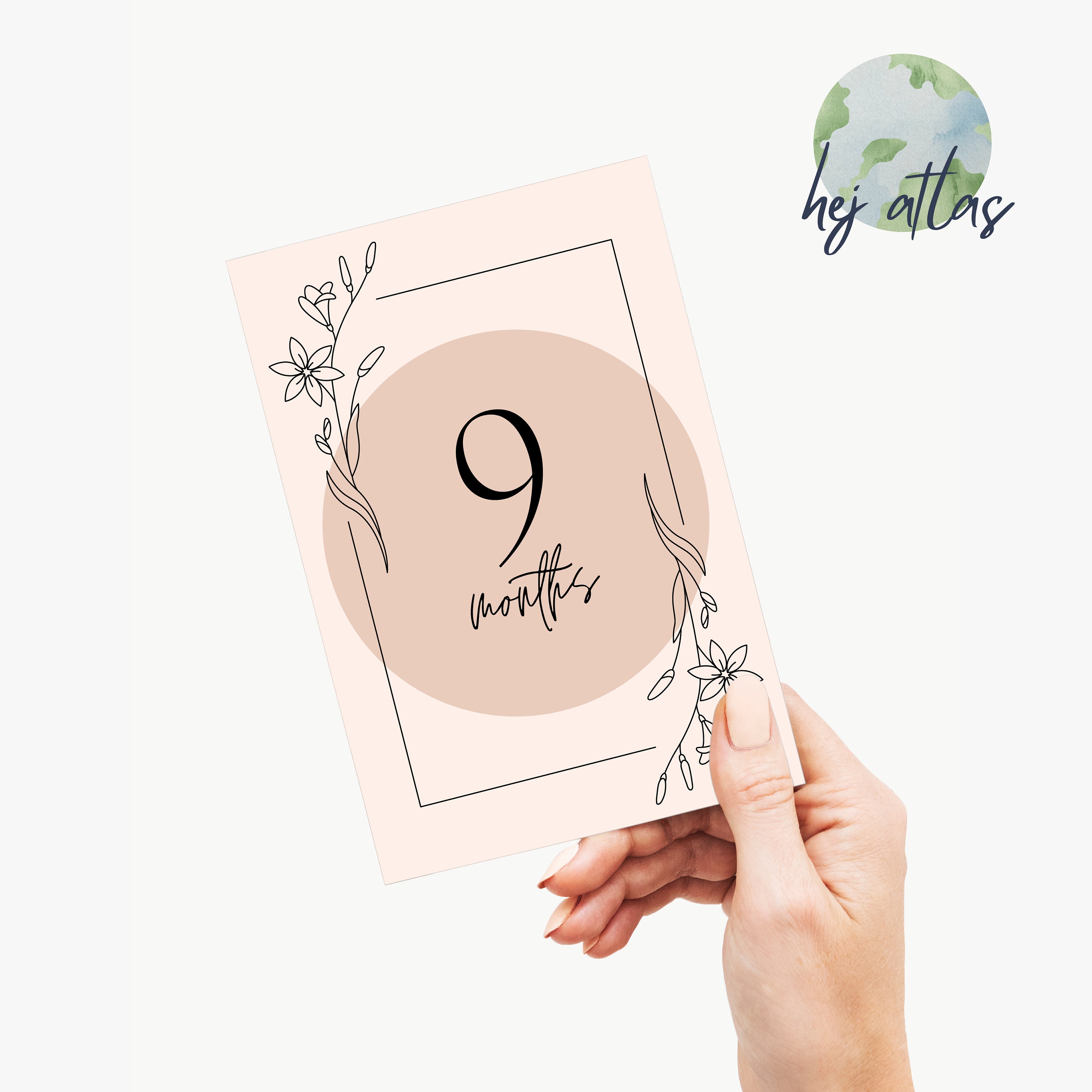 Baby Milestone Cards - Neutral Design - Printable Cards A6 - Baby Month ...