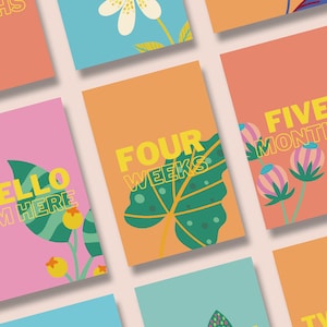 Baby Milestone Cards - Botaniques - Cartes imprimables A6 - Cartes du mois de bébé - Anglais - TÉLÉCHARGEMENT NUMÉRIQUE