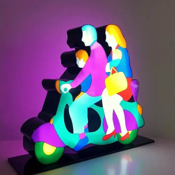 original 3D light sculpture by Marco LODOLA / one-piece-only artwork signed and certified / contemporary / Family Business