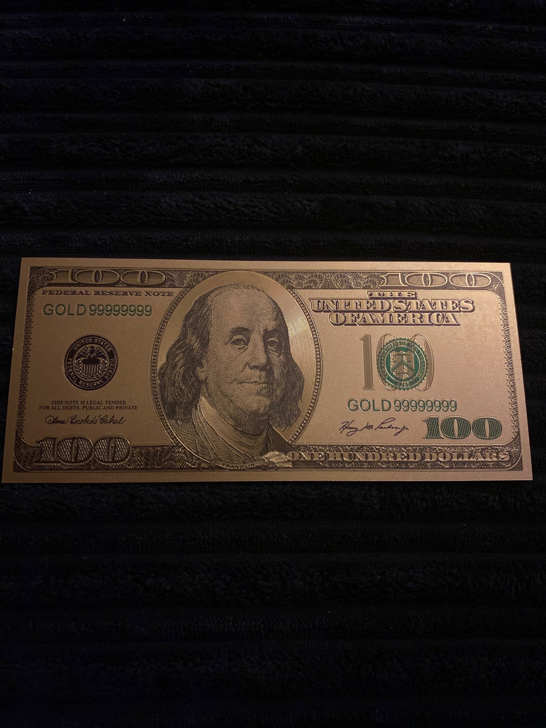 Money Gold Plated USA 100 Dollar Bill Etsy