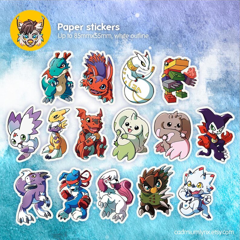 85mm DIGIMON Paper Stickers 2 Etsy