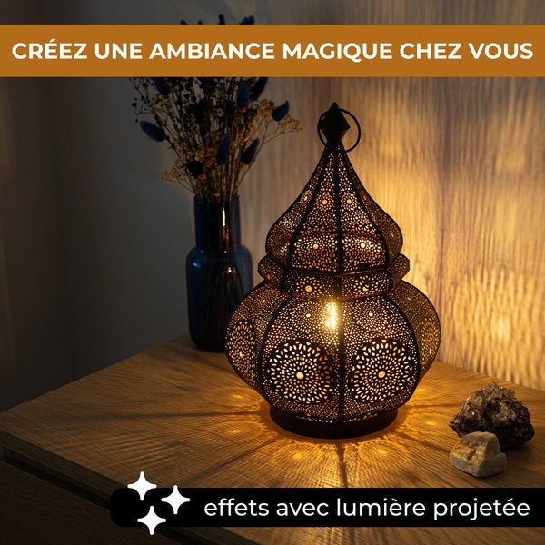 Lampe de table marocaine 23x38cm douille E27 - Fait main - Idéale pour la maison, mariages, cadeaux - Lampe orientale - Ampoule non fournie