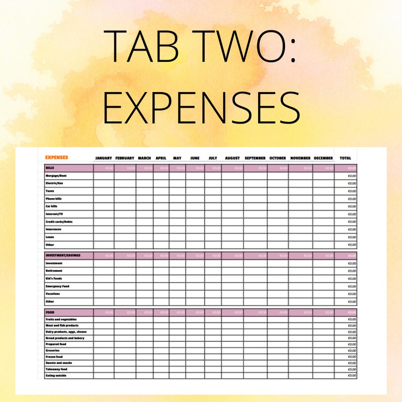 Simple Daily Excel Budget Template Spreadsheet Money Saving - Etsy