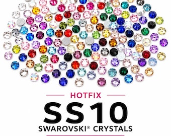 Swarovski SS10 Hotfix Strasssteine mit flacher Rückseite für Nägel, Kleidung, Tanzkostüme, DIY-Zahnschmuck