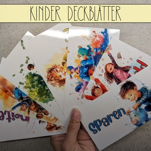 Fogli di copertina per bambini laminati, Set di giochi Sfida risparmio Gioco di risparmio e Tracker Sfida risparmio | Per il metodo busta con cerniera A6