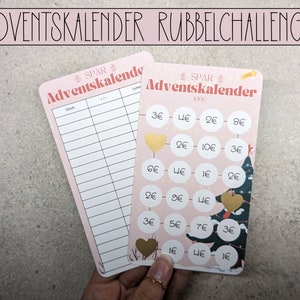 Advent calendar scratch challenge savings challenge with tracker, Challenge A6 budget binder, A6 zipper cover method