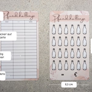 Pfand Sparchallenge Pfand sparen Set und Tracker verschiedene Designs, Challenge Sparen, A6 Zipper Umschlagmethode Bild 4