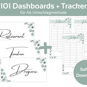 101 Dashboards (Deckblätter) + Tracker Eukalyptus A6 Umschläge Umschlagmethode im Budget Binder Starterset Deutsch | Digitaler PDF Download