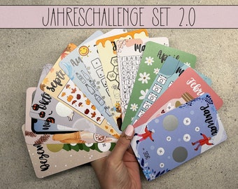 Annual Set Challenges, Annual Challenge with Tracker for A6 Budget Binder, A6 Zipper Envelope Method