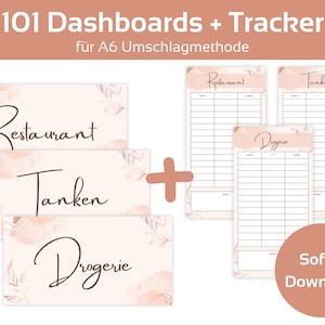 101 Dashboards (Deckblätter) + Tracker in ästhetischem Design für A6 Umschläge Umschlagmethode im Budget Binder | Digitaler PDF Download