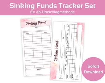 Sinking Funds Tracker Set | Cash Stuffing | Budget Binder Inserts | Tracker for Envelope Method | A6 Zipper Envelope Digital PDF Download