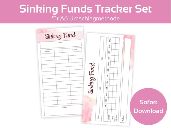 Sinking Funds Tracker Set | Cash Stuffing | Budget Binder Einlagen | Tracker für Umschlagmethode | A6 Zipperumschlag Digitaler PDF Download