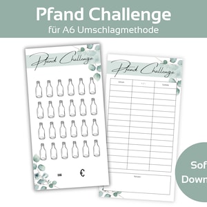 Deposit Saving Challenge Deposit Saving Set Template including Tracker Eucalyptus Design Challenge Saving | A6 Zipper Envelope Method | PDF Download