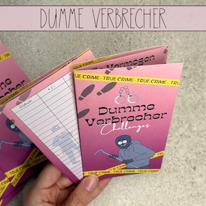 Tarjeta plegable True Crime Desafío criminal estúpido, 4 casos reales, Desafío de ahorro con rastreador, Carpeta de presupuesto Challenge A6