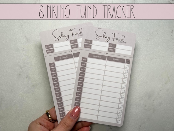 Sinking Funds Tracker Hochformat | Cash Stuffing | Budget Binder Einlagen | Tracker für Umschlagmethode | A6 Zipperumschlag