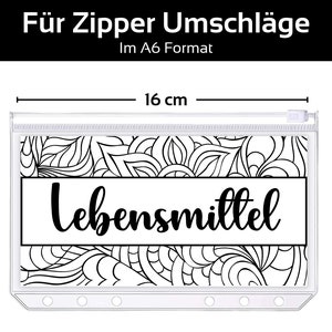 May include: Clear plastic zipper pouch, 16 cm wide and 8.4 cm high, with a decorative black and white floral pattern. The pouch has the word "Lebensmittel" in a white rectangle.