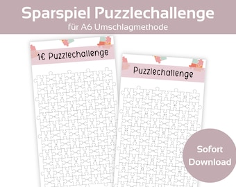 Puzzle Savings Challenge Puzzle Challenge Game Set Savings Game Template including Tracker Challenge Savings | A6 Zipper Envelope Method | PDF Download
