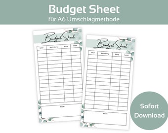 Budget Sheet Set Templates Eucalyptus | Budget Binder Insert | Envelope method tracker | A6 Zipper Envelope Instant Digital PDF Download