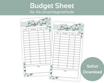 Budget Sheet Set Templates Eucalyptus | Budget Binder Insert | Tracker for Envelope Method | A6 Zipper Envelope Instant Digital PDF Download