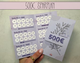Carta pieghevole con piano di risparmio da 500 euro, set annuale, sfida al risparmio con tracker, raccoglitore budget Challenge A6