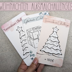 Coloring Challenges Christmas Savings Challenges Set + Tracker, Saving Challenge Aesthetics, for A6 Envelopes in the Budget Binder