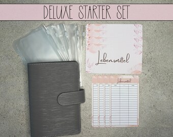 Classeur A6 Deluxe Starter Set avec tableaux de bord/feuilles de couverture, kit de démarrage pour remplissage d'argent liquide