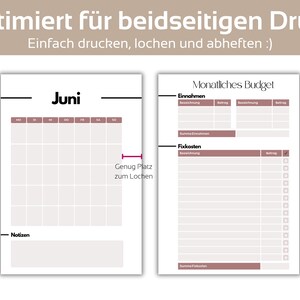 May include: A printable budget planner with a calendar for the month of June and a section for monthly income and expenses. The planner is designed to be printed on both sides and has space for notes.