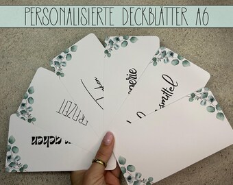 Painéis / folhas de rosto e rastreadores de eucalipto A6 para envelopes A6, método de envelope, conjunto inicial de fichário de orçamento alemão