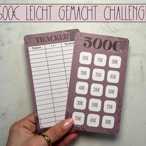 500 Euro made easy savings challenge with tracker, Challenge A6 Budget Binder, A6 Zipper Envelope Method