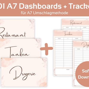 101 tableaux de bord A7 (feuilles de couverture) + tracker en conception esthétique pour les enveloppes A7 Méthode d&#39;enveloppe dans le classeur budgétaire | Téléchargement PDF numérique