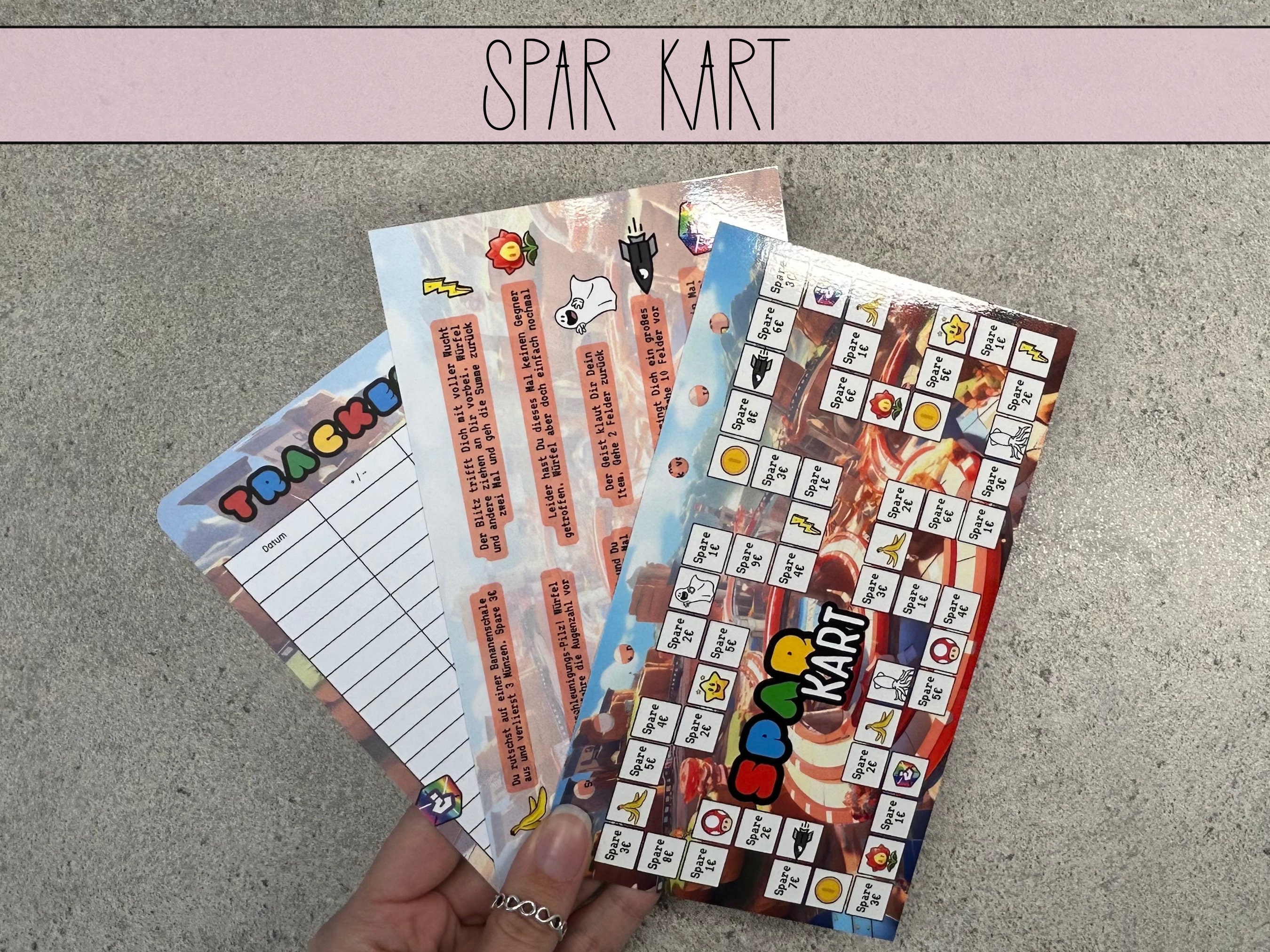Spar Kart Super Mario Savings Game Set, Dice Savings Game with Tracker Challenge Saving, Envelope Method German
