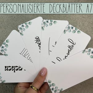 Dashboard A7 in eucalipto/fogli di copertina e tracker per buste A7, metodo busta, set iniziale di raccoglitori di budget tedesco
