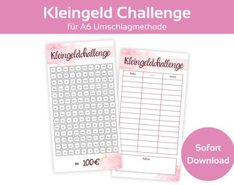Small Change Savings Challenge Template Including Tracker | Minimalist Savings Challenge | A6 Zipper Envelope Method | PDF Download
