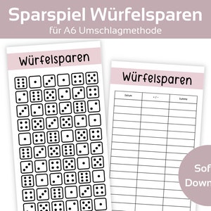 Dice Savings Challenge Dice Game Game Set Savings Game Template including Tracker Challenge Savings | A6 Zipper Envelope Method | PDF Download