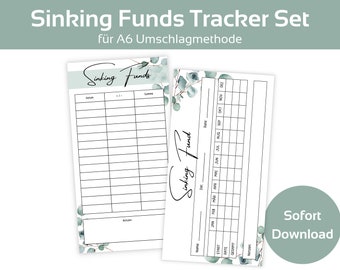 Sinking Funds Tracker Set | Cash Stuffing | Budget Binder Inserts | Tracker for Envelope Method | A6 Zipper Envelope Digital PDF Download