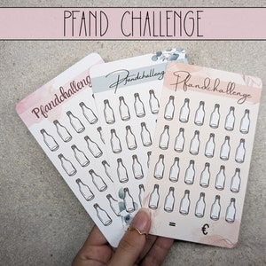 Pfand Sparchallenge Pfand sparen Set und Tracker verschiedene Designs, Challenge Sparen, A6 Zipper Umschlagmethode