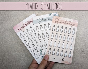 Pfand Sparchallenge Pfand sparen Set und Tracker verschiedene Designs, Challenge Sparen, A6 Zipper Umschlagmethode