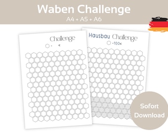 Honeycomb Challenge A4, A5+A6, Hexagon Challenge, Savings Tracker, Savings Challenge, Saving Large Amounts, Budget Planner Deposits, Instant PDF Download