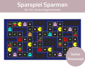 Sparman Savings Game Set, Savings Challenge Set, Dice Savings Game Template including Tracker | A6 Zipper Envelope Method | PDF Download