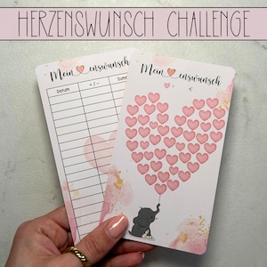 Heart's Desire Savings Challenge, Money Saving Challenge, suitable for A6 Zipper Budget Binder, Savings Tracker
