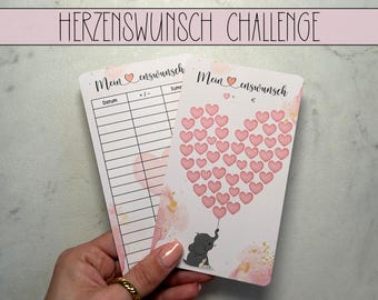 Heart's Desire Savings Challenge, Money Saving Challenge, suitable for A6 Zipper Budget Binder, Savings Tracker